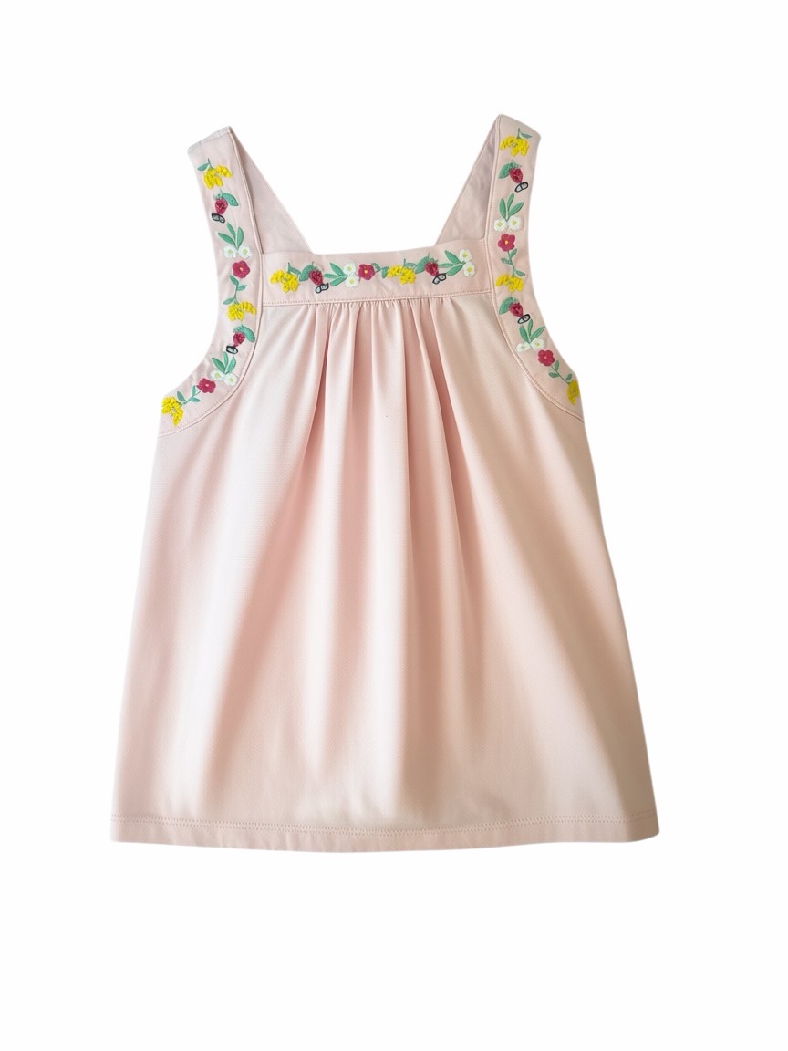 Mini Boden Pale Pink Embroidered Tank Top